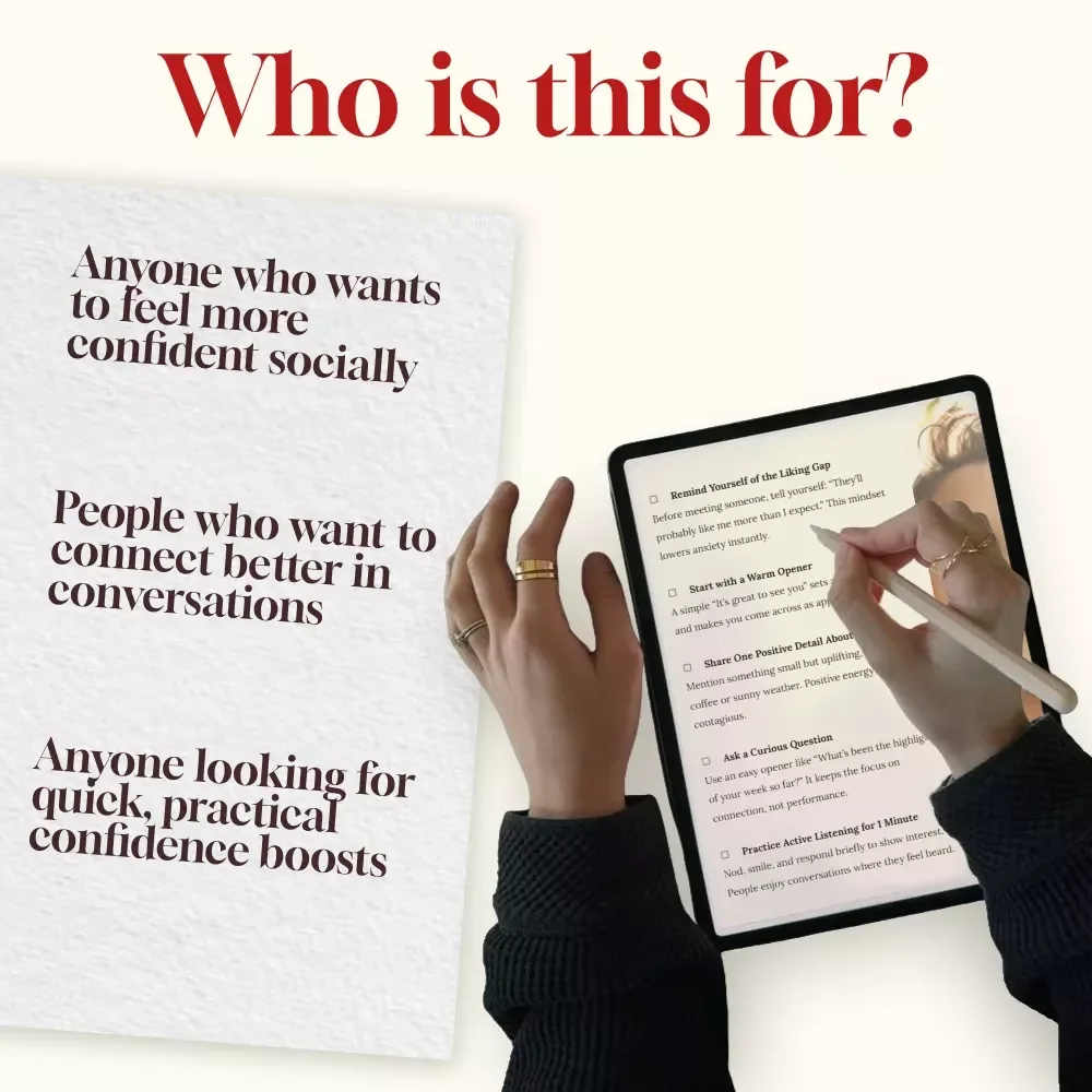 The Liking-Gap Confidence Booster Checklist | Digital Self-Confidence Guide for Social Skills, Mindset & Conversation Starters | Printable Download