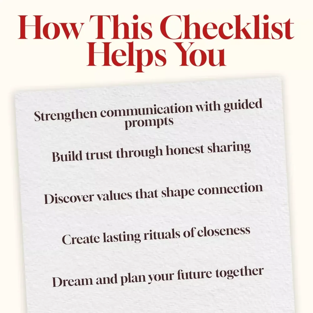 Emotional Intimacy Questions for Couples: The Ultimate Connection Checklist | Digital Download Relationship Guide, Conversation Starters & Couples Workbook