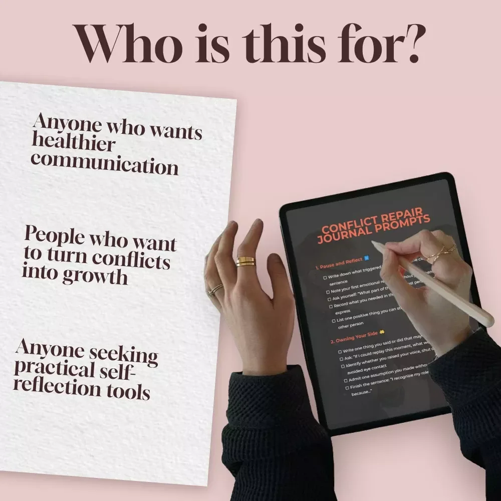 Conflict Repair Journal Prompts | Digital Download Checklist for Healing Conversations, Reflection & Relationship Repair