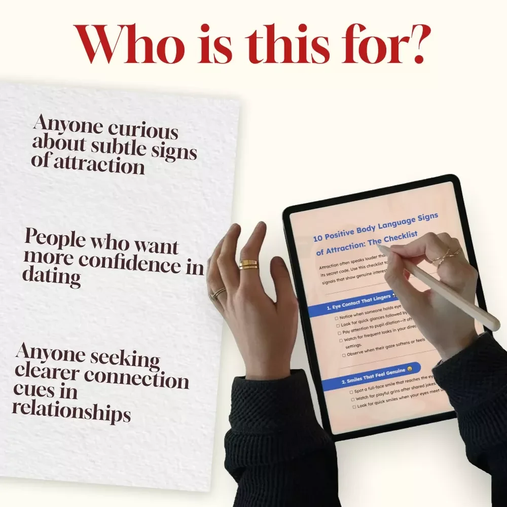 10 Positive Body Language Signs of Attraction: The Checklist | Printable Digital Download | Attraction Guide & Dating Confidence eBook