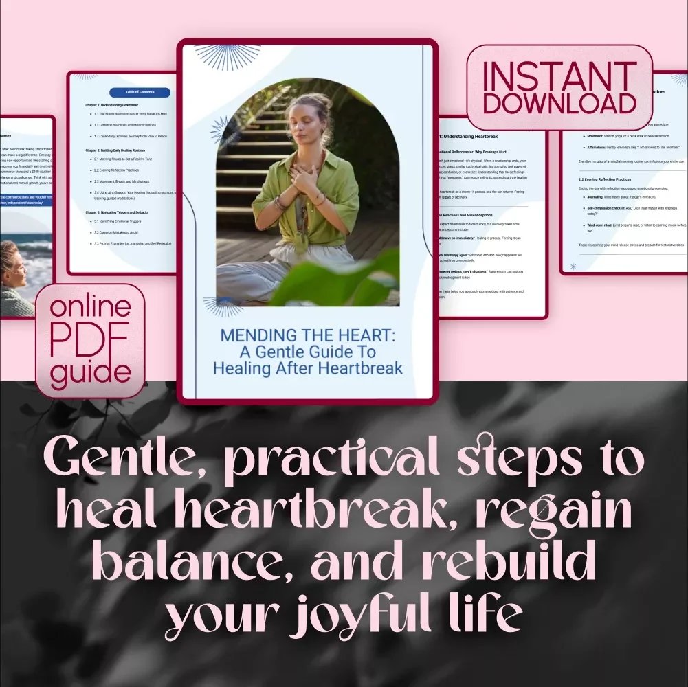 Mending the Heart: A Gentle Guide to Healing After Heartbreak | Digital Guide for Healing Routines for Heartbreak Recovery, Self-Care eBook, Emotional Healing Checklist