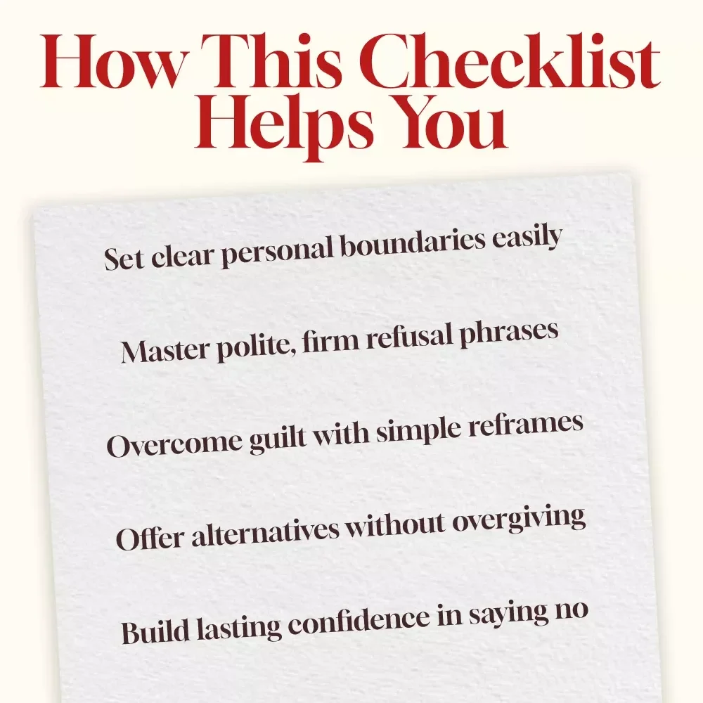 How to Say No Without Guilt – Fun & Practical Checklist | Digital Download | Boundaries, Confidence & Self-Care Guide