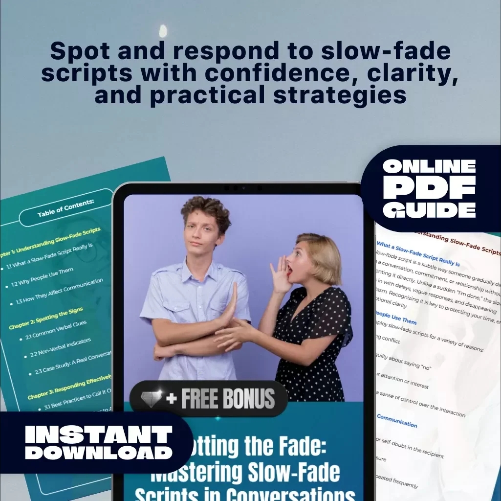 Spotting the Fade: Mastering Slow-Fade Scripts in Conversations | Digital Guide for Recognizing and Calling Out Slow-Fade Scripts | eBook & Checklist for Better Communication