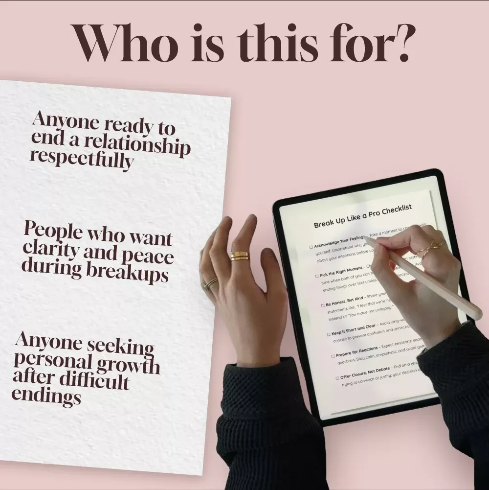 Break Up Like a Pro Checklist | Digital Download Guide for Conscious Breakups, Relationship Clarity & Healing | eBook PDF Printable