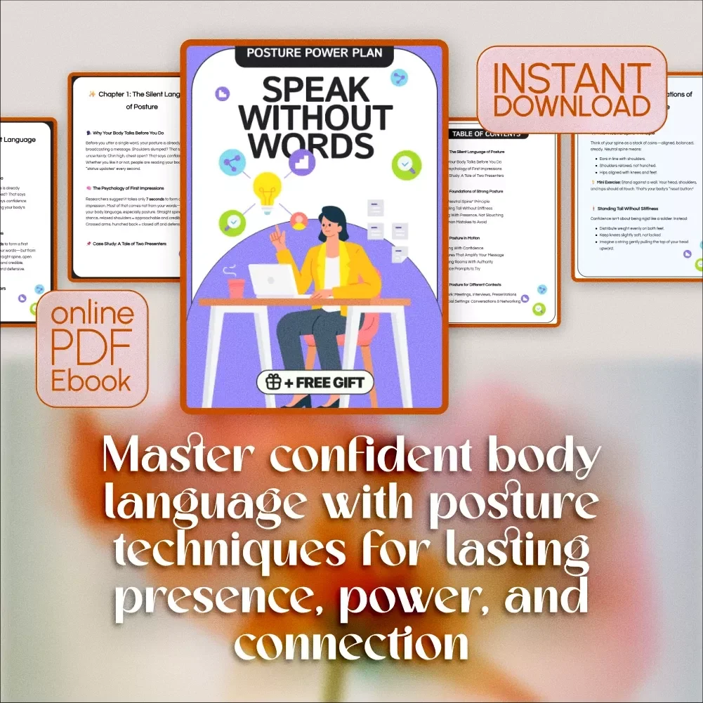 Posture Power Plan: Speak Without Words | Digital eBook Guide for Confident Body Language, Professional Presence, and Better Communication Skills