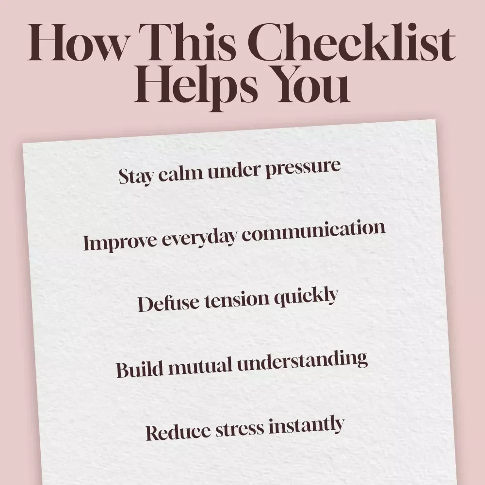 Micro-Conflict De-escalation Cheat Sheet | Digital Download Checklist for Communication, Stress Relief & Conflict Management