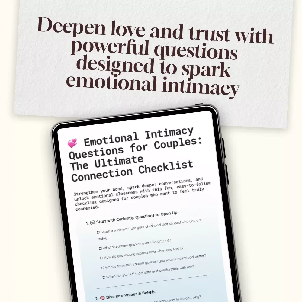 Emotional Intimacy Questions for Couples: The Ultimate Connection Checklist | Digital Download Relationship Guide, Conversation Starters & Couples Workbook