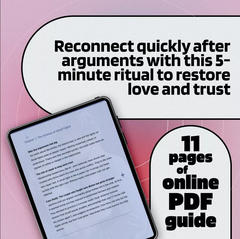 The 5-Minute Fix: A Ritual to Reconnect After Small Fights | Digital Guide for Couples | 5-Minute Repair Ritual After Small Fights eBook