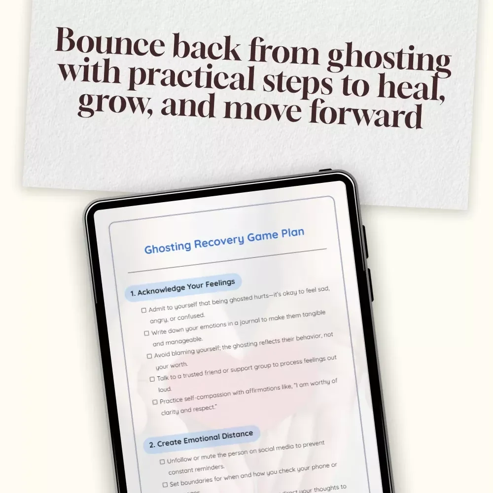 Ghosting Recovery Game Plan | Ghosting Recovery Checklist | Digital Download Self-Healing Guide for Moving On After Ghosting