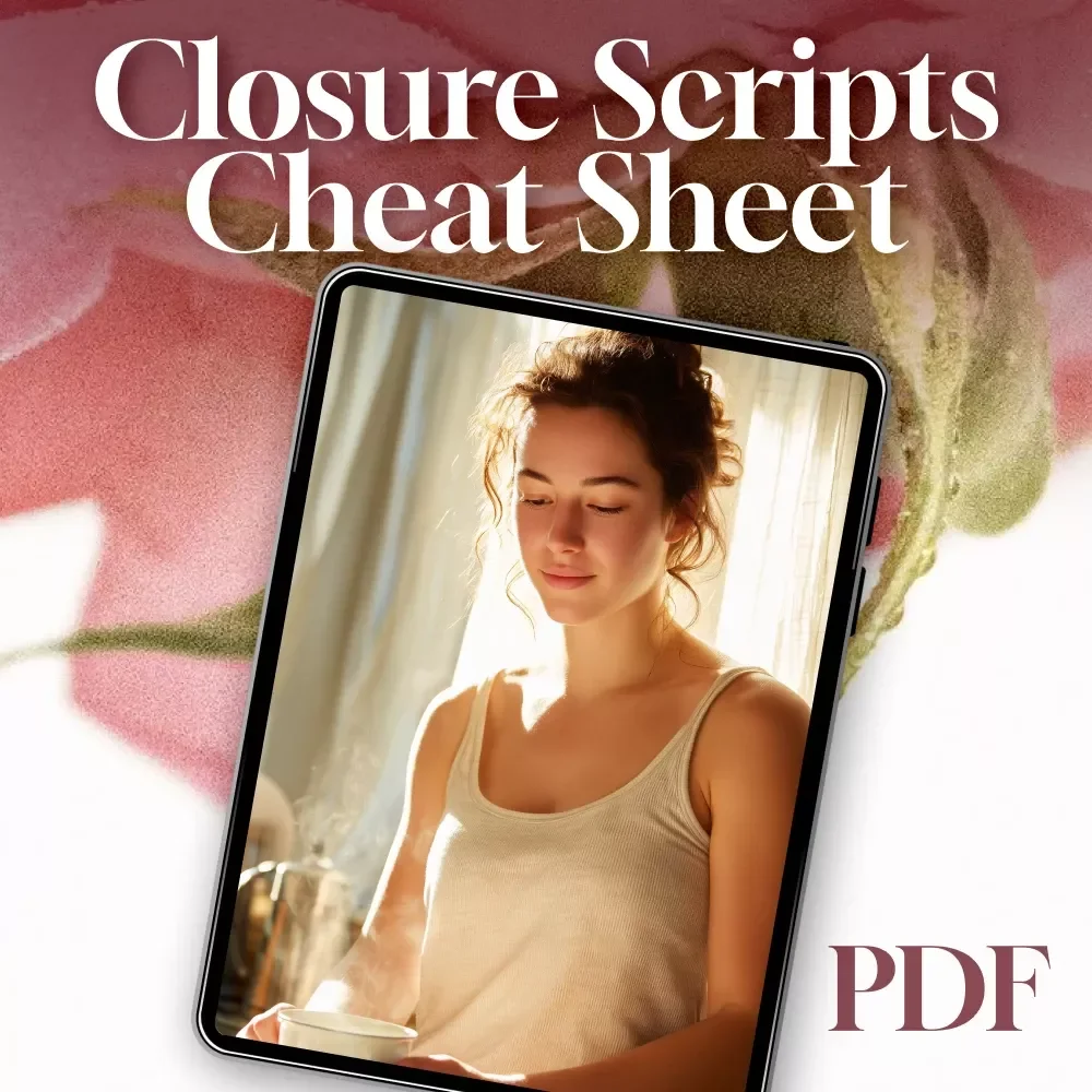 Closure Scripts Cheat Sheet | Scripts for Closure After Ghosting | Digital Download Checklist for Healing, Boundaries & Self-Reflection
