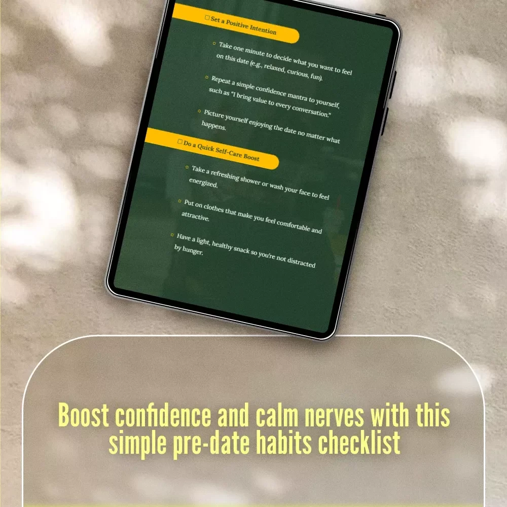 Confidence Habits Before Every Date Checklist | Digital Download | Self-Care, Mindset & Conversation Prep Guide for Men & Women | Printable Dating Confidence Booster
