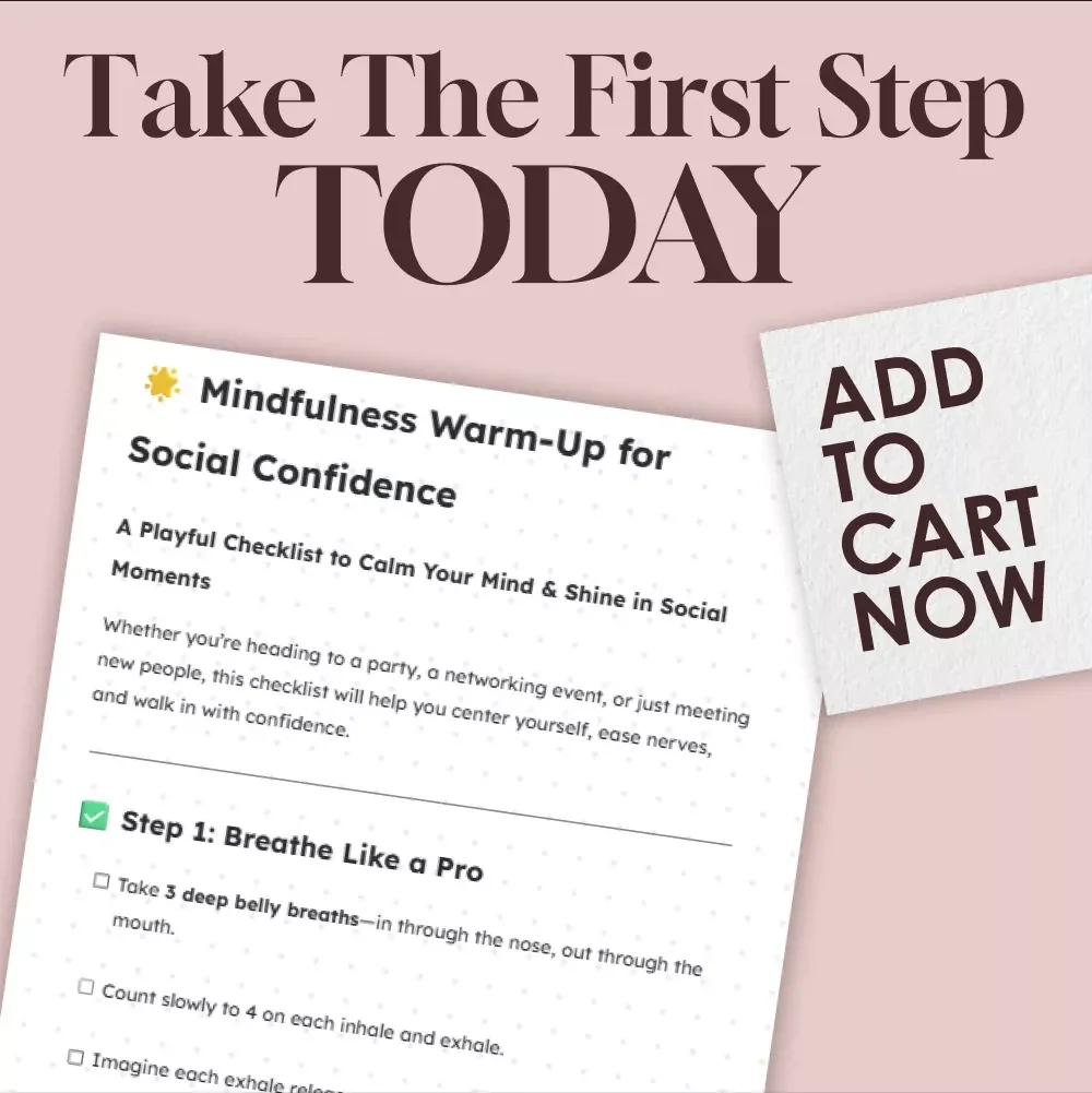 Mindfulness Warm-Up for Social Confidence | Printable Checklist | Digital Download Guide for Anxiety Relief, Social Confidence & Mindfulness eBook