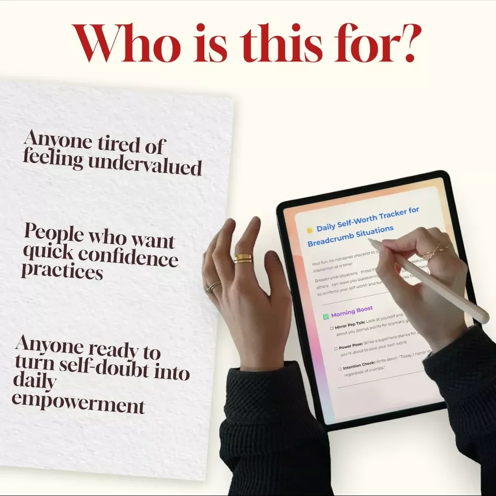 Daily Self-Worth Tracker for Breadcrumb Situations | Confidence Boosting Digital Download Checklist for Self-Love, Empowerment & Healing