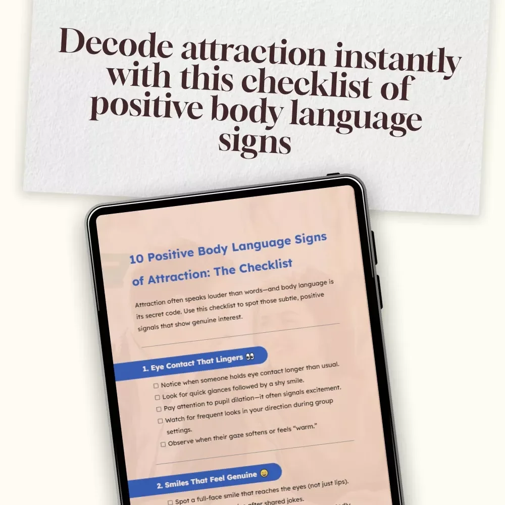 10 Positive Body Language Signs of Attraction: The Checklist | Printable Digital Download | Attraction Guide & Dating Confidence eBook
