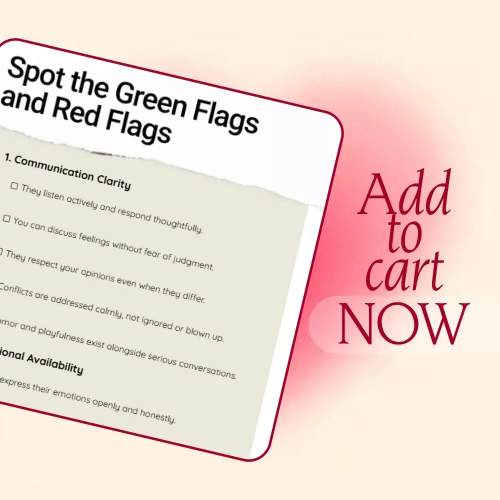 Spot the Green Flags and Red Flags – Compatibility Red Flags vs Green Flags Cheat Sheet | Relationship Clarity Digital Download Checklist, eBook & Guide