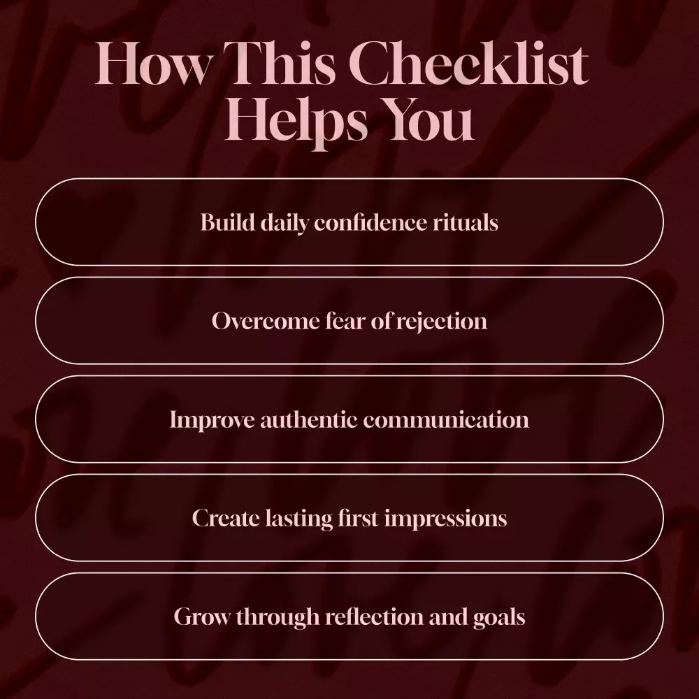 Dating Confidence Mindset Map Action Checklist | Printable Self-Growth Digital Download | Confidence Building eBook Guide for Dating Success