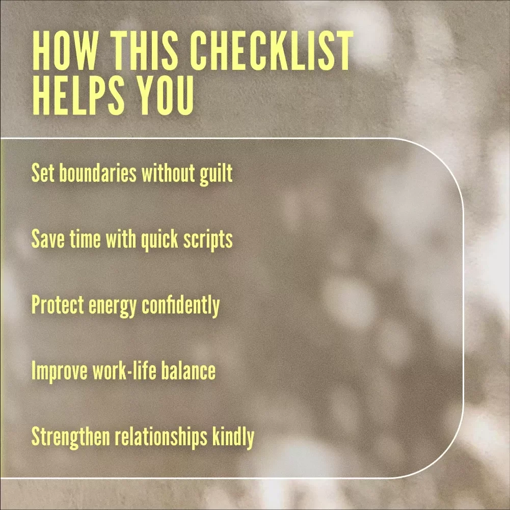 Kind But Firm Conversation Scripts to Say No Checklist | Digital Download Guide for Polite Refusals, Boundaries, and Self-Care