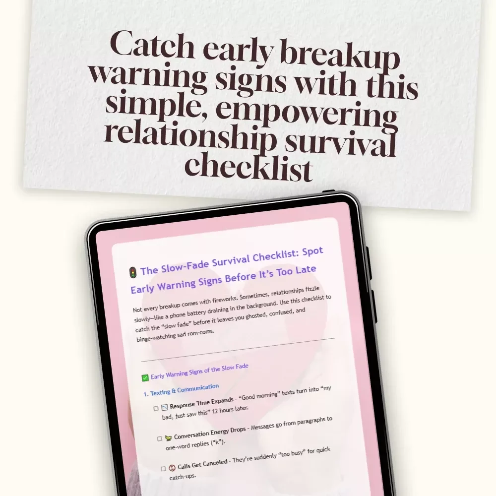 Slow-Fade Survival Checklist: Spot Trouble Before It Hits | Relationship Red Flags, Slow-Fade Early Warning Signs Digital Download, Printable Self-Help Guide