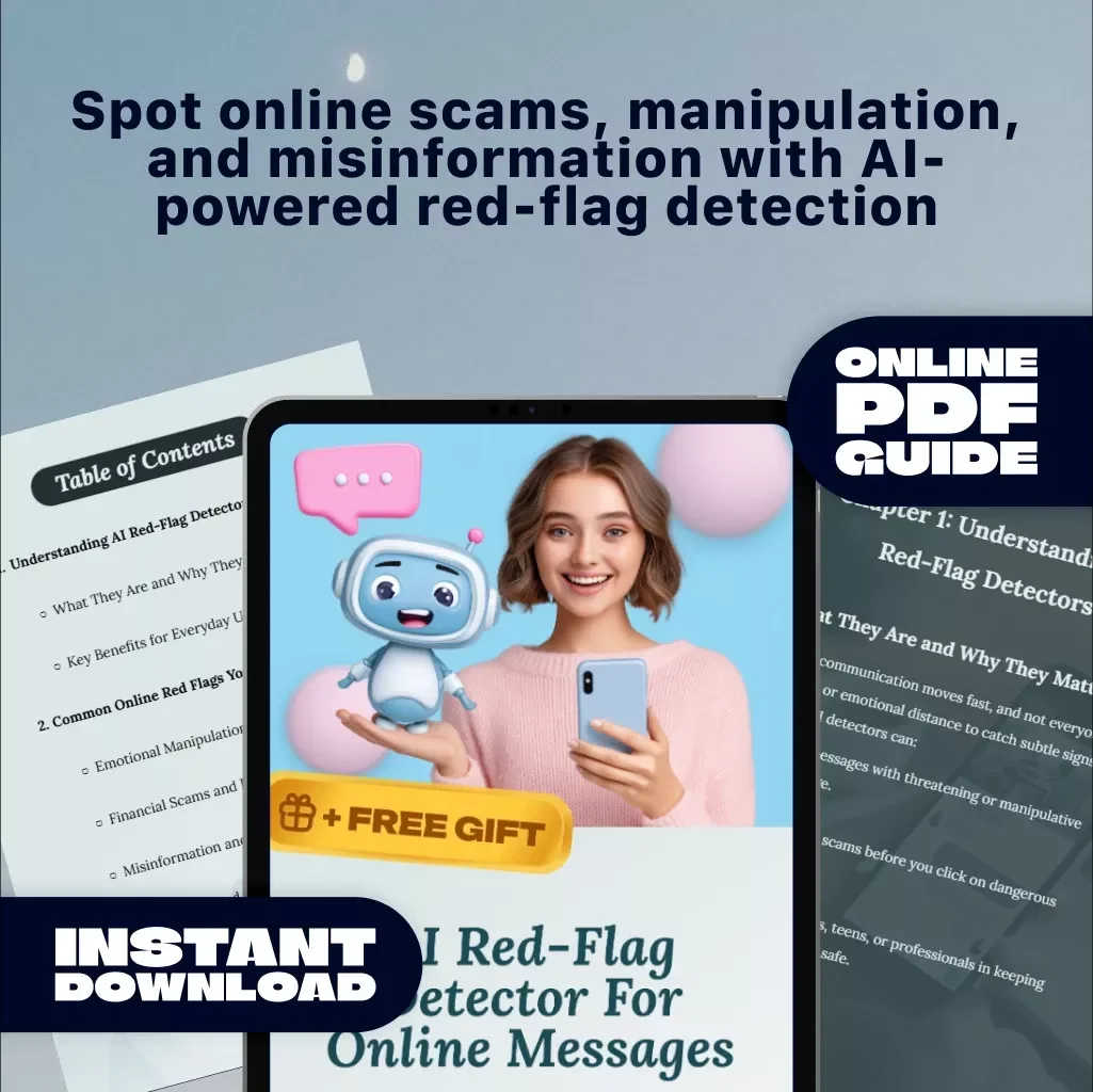 AI Red-Flag Detector for Online Messages | Digital Safety Guide | eBook for Detecting Online Scams, Emotional Manipulation & Fake News