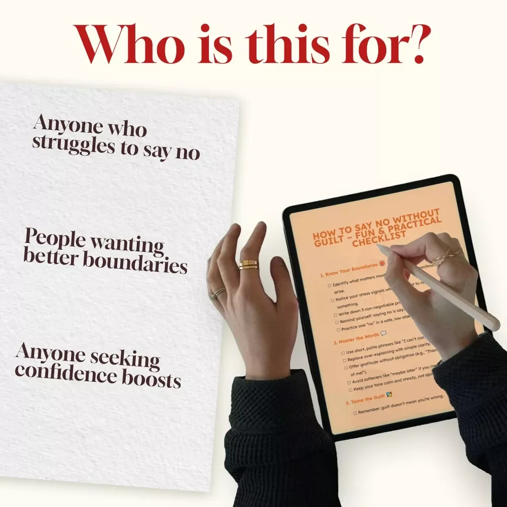 How to Say No Without Guilt – Fun & Practical Checklist | Digital Download | Boundaries, Confidence & Self-Care Guide
