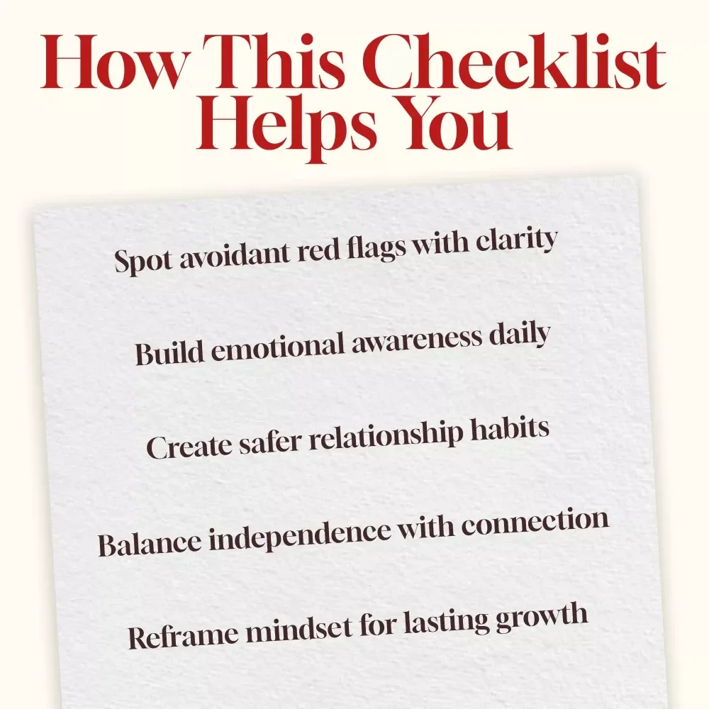 The Ultimate Checklist for Spotting & Soothing Avoidant Attachment Style Traits | Digital Download Guide, Self-Help eBook, Relationship Growth Tool