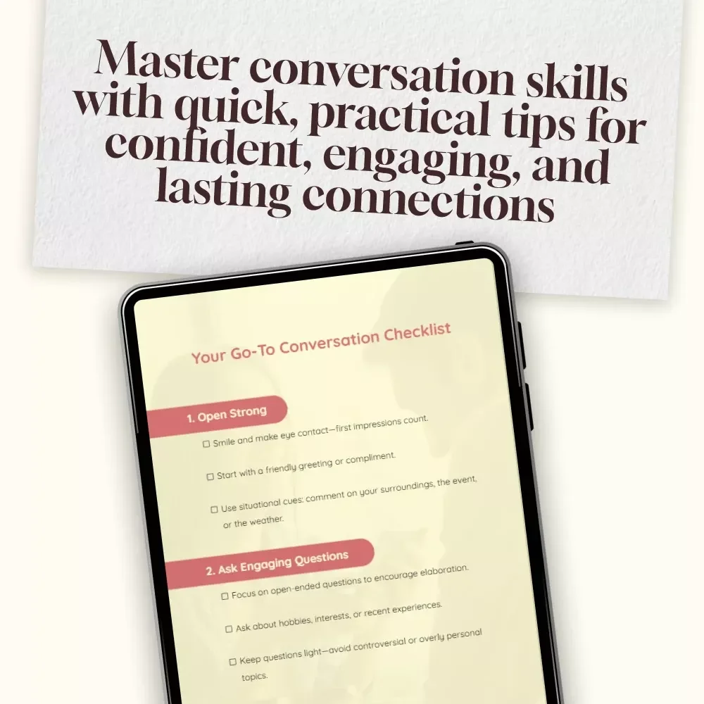Your Go-To Conversation Checklist | Digital Download for Best Small Talk Topics, Easy Social Skills, Networking & Everyday Confidence