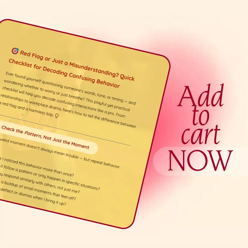 Red Flag or Just a Misunderstanding? Quick Checklist for Decoding Confusing Behavior | Digital Download | Relationship Clarity Guide, eBook, Printable PDF Checklist for Communication & Boundaries