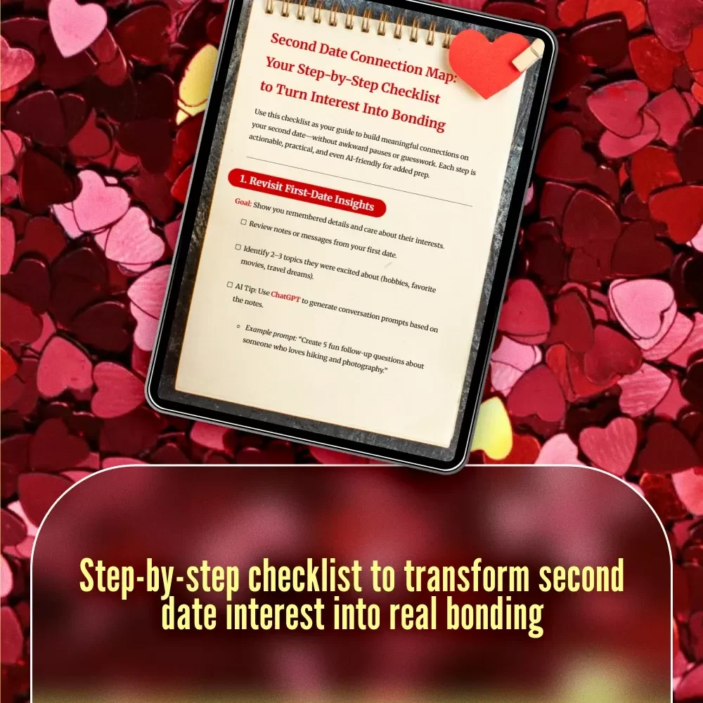 Second Date Connection Map: Your Step-by-Step Checklist to Turn Interest Into Bonding | Digital Download Guide for Building Chemistry, Emotional Bonding & Lasting Connections