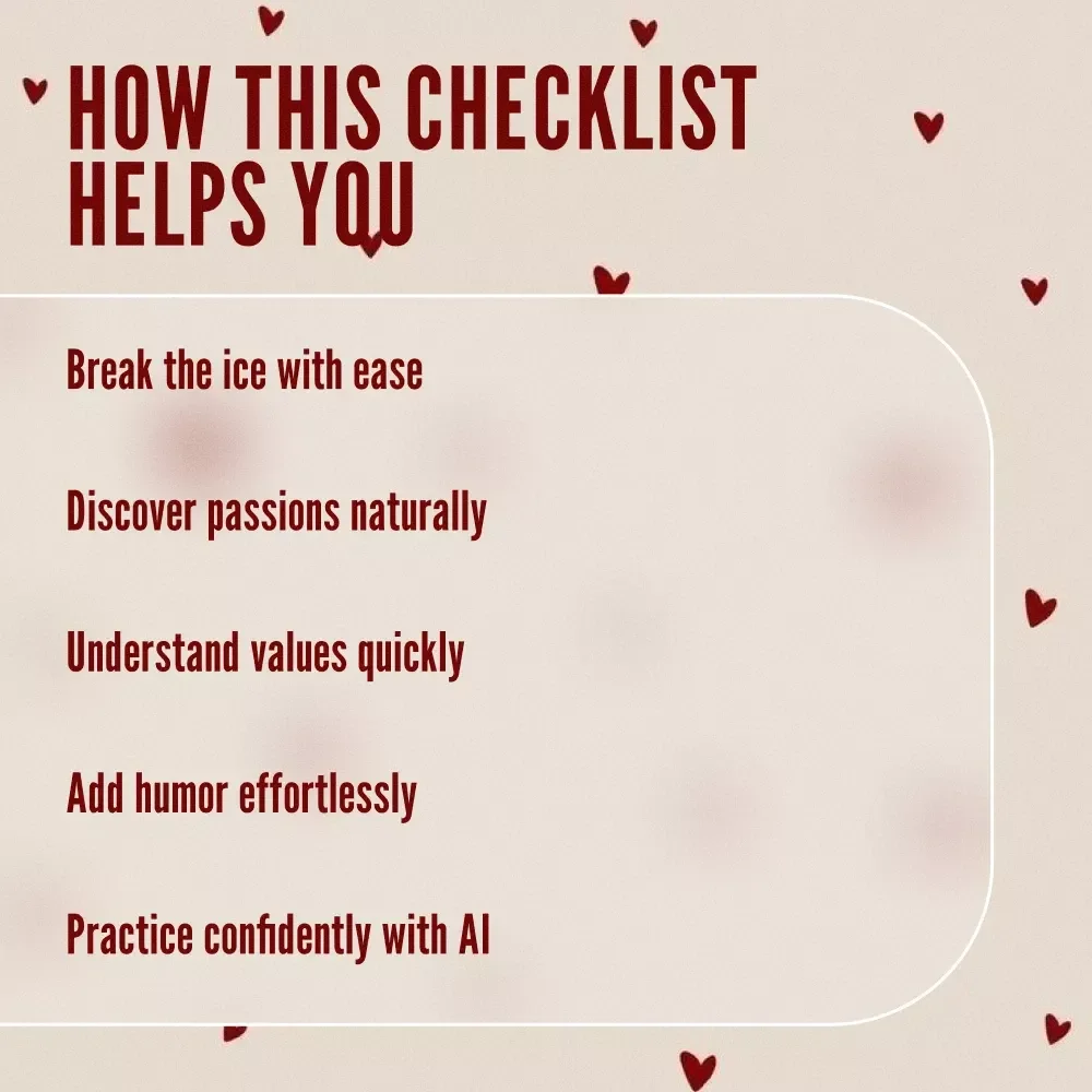 First Date Conversation Checklist | Printable Questions to Ask on a First Date | Digital Download eBook & Guide for Confident Connections