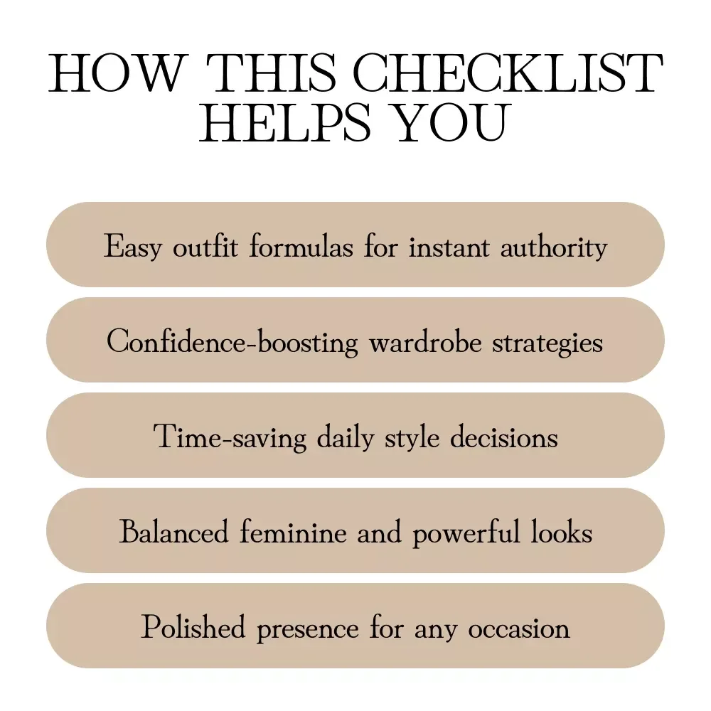 Dress for Power & Grace | Printable Style Checklist | How to Dress for Authority Without Losing Femininity | Digital Download for Confident Women
