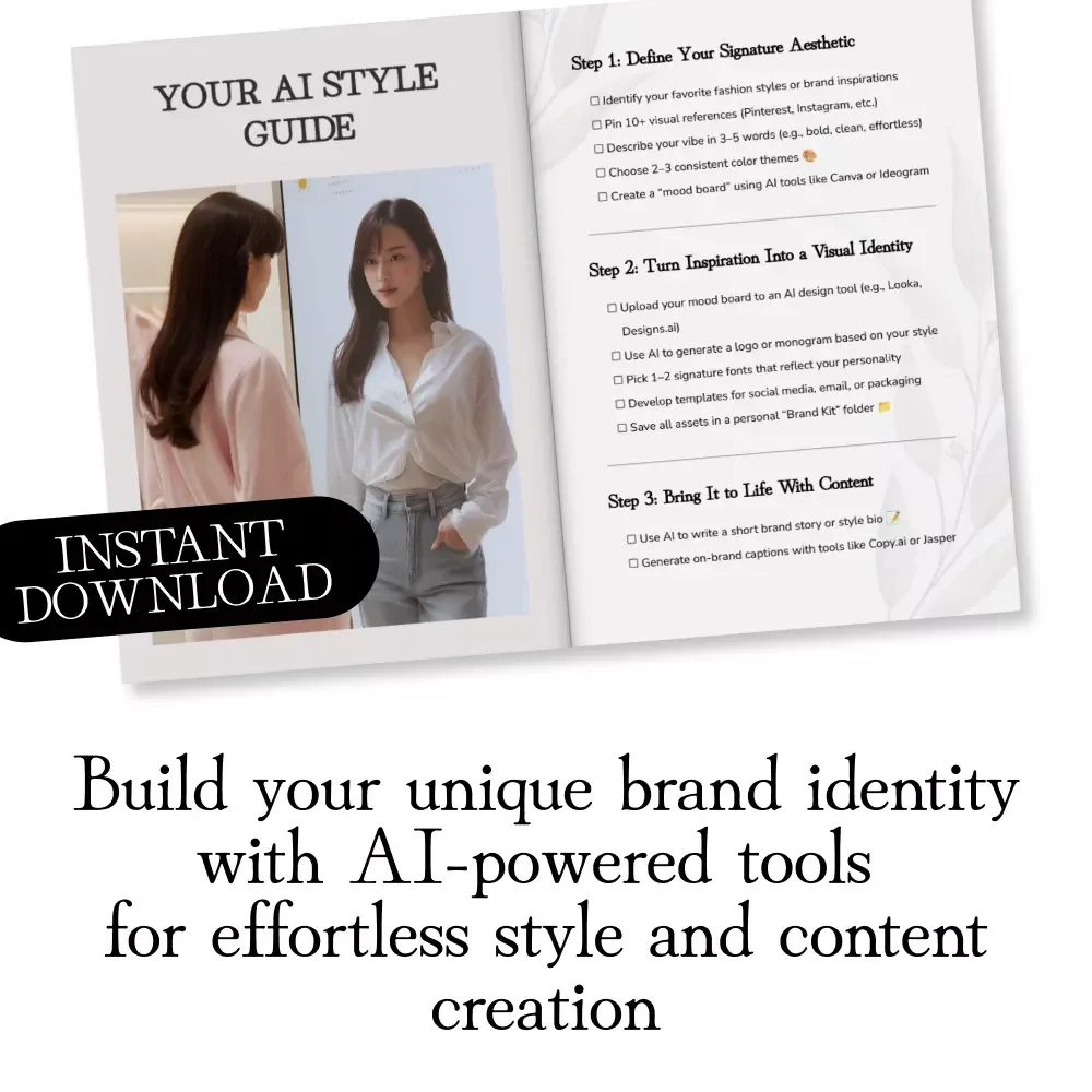 Your AI Style Guide | Checklist to Build Your Signature Style With AI in 3 Steps | Digital Download eBook & Branding Workbook