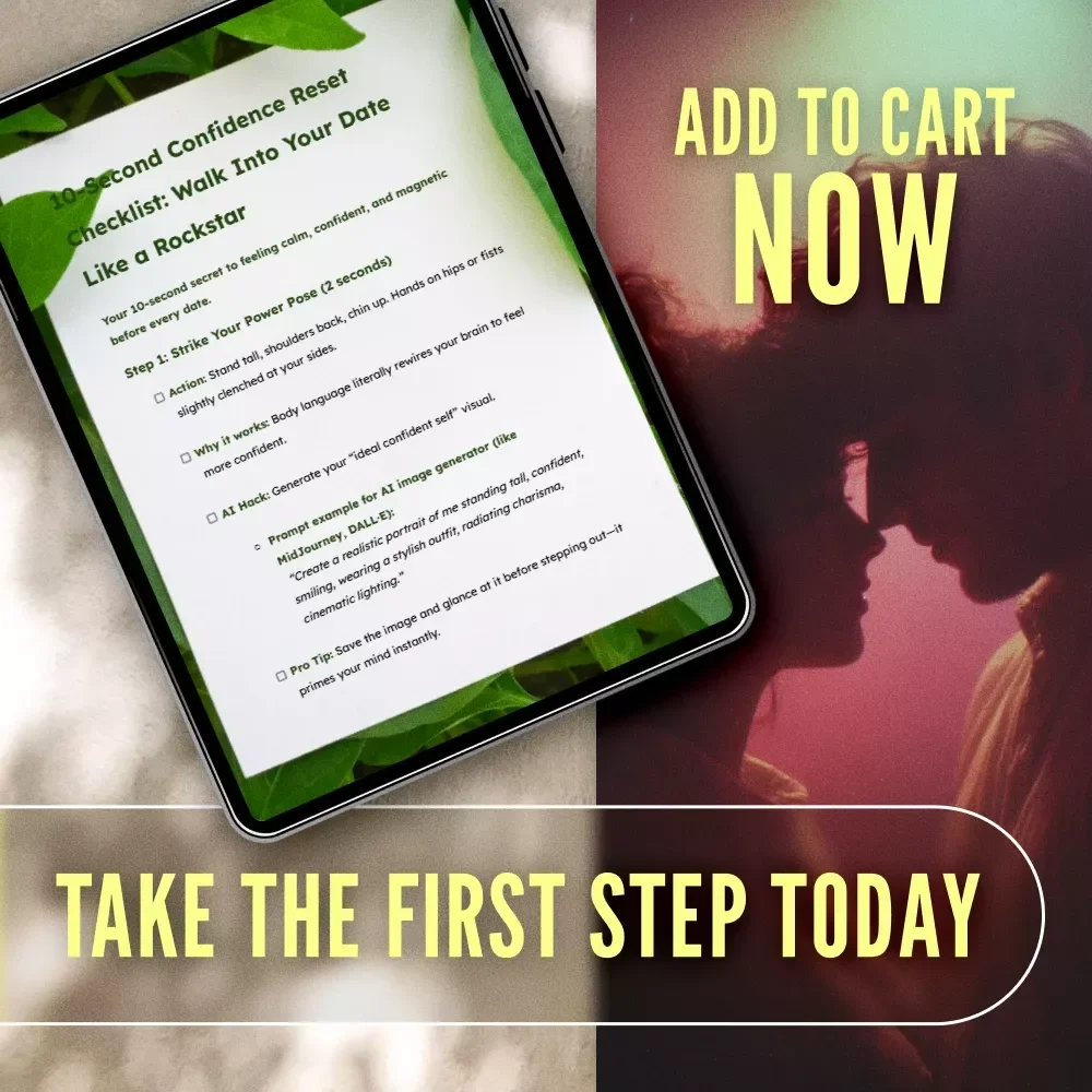 10-Second Confidence Reset Checklist: Walk Into Your Date Like a Rockstar | Instant Confidence Boost | Digital Download eBook & Printable Guide for Singles