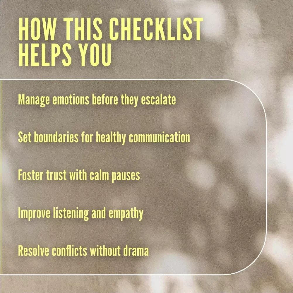 The Calm Break Checklist for Cooling Off Without Drama: How to Take a Break Without Escalation
