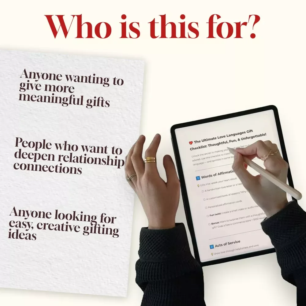 The Ultimate Love Languages Gift Checklist: Thoughtful, Fun, & Unforgettable! | Digital Download | Love Languages Gift Ideas | Romantic Gift Guide | Printable eBook & Checklist