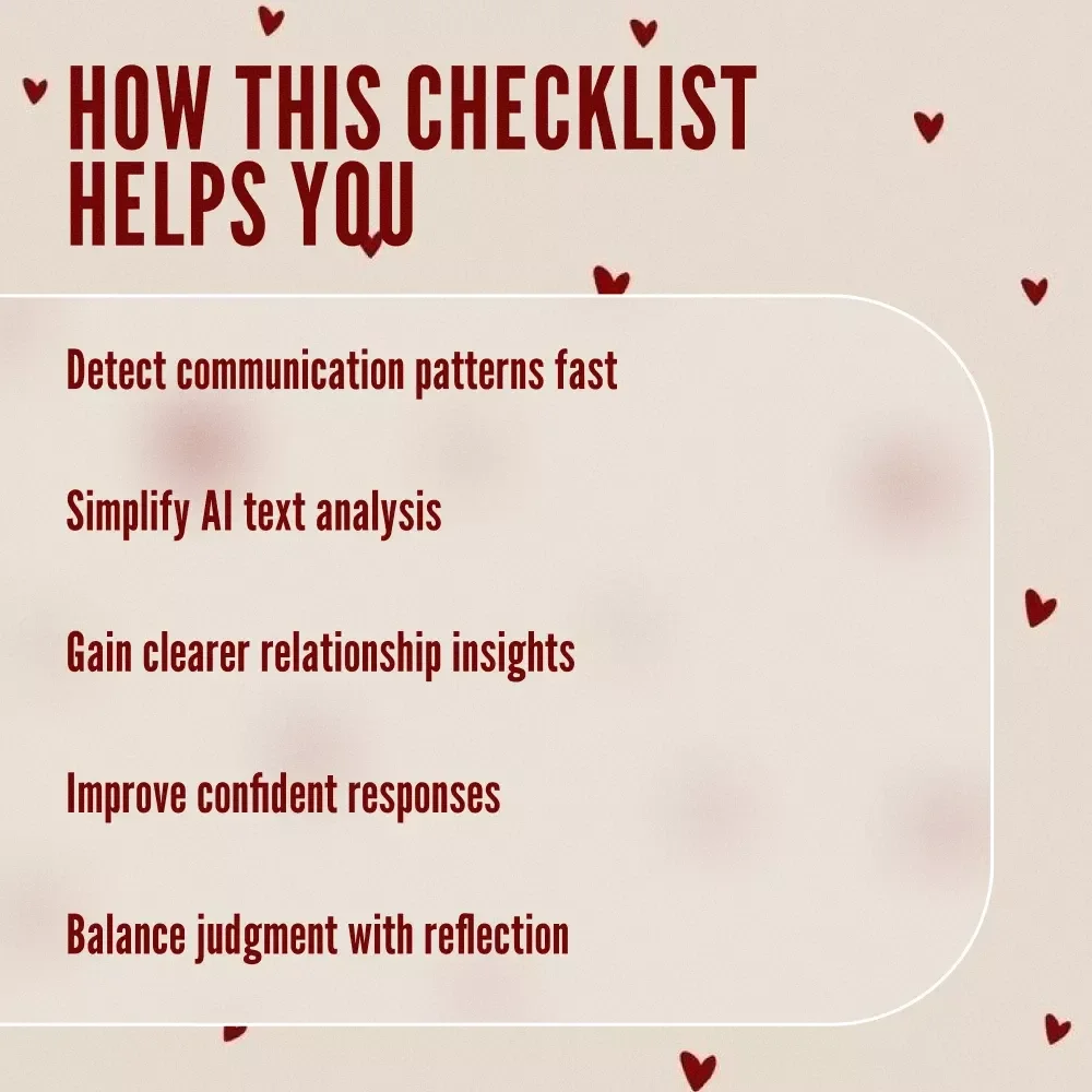 AI Red/Green Flag Analyzer Checklist for Text Clarity | Digital Download Guide for Spotting Communication Patterns, Input Texts & Self-Reflection | Printable eBook for Relationship Insights