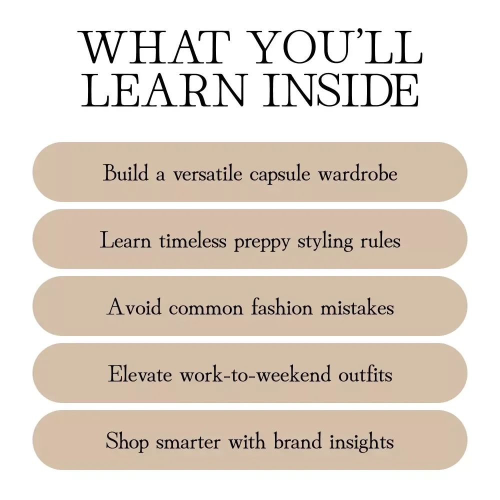 Preppy Style Playbook | Classic Preppy Wardrobe Essentials eBook | Digital Download Guide for Timeless Ivy League Fashion