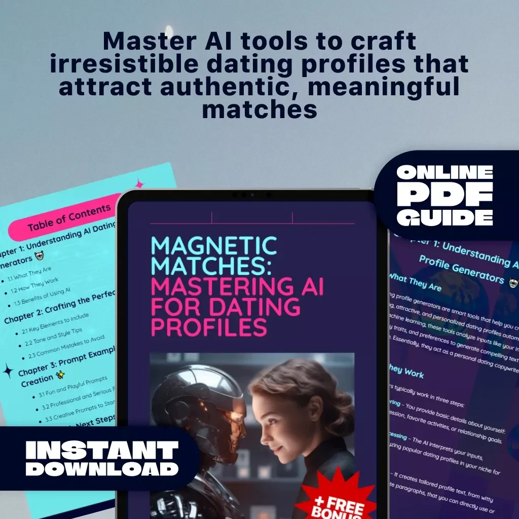 Magnetic Matches: Mastering AI for Dating Profiles | Digital Guide for Using an AI Dating Profile Generator | eBook & Checklist for Authentic Online Dating Success