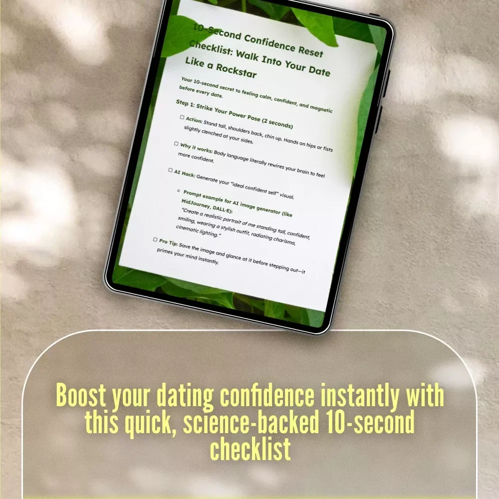 10-Second Confidence Reset Checklist: Walk Into Your Date Like a Rockstar | Instant Confidence Boost | Digital Download eBook & Printable Guide for Singles