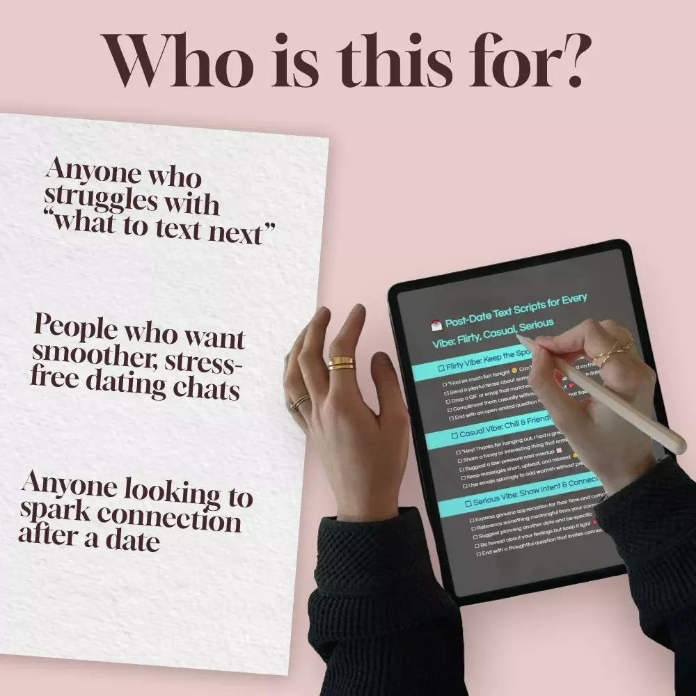 Post-Date Text Scripts for Every Vibe: Flirty, Casual, Serious | Digital Checklist | eBook Guide for Modern Dating & Text Confidence