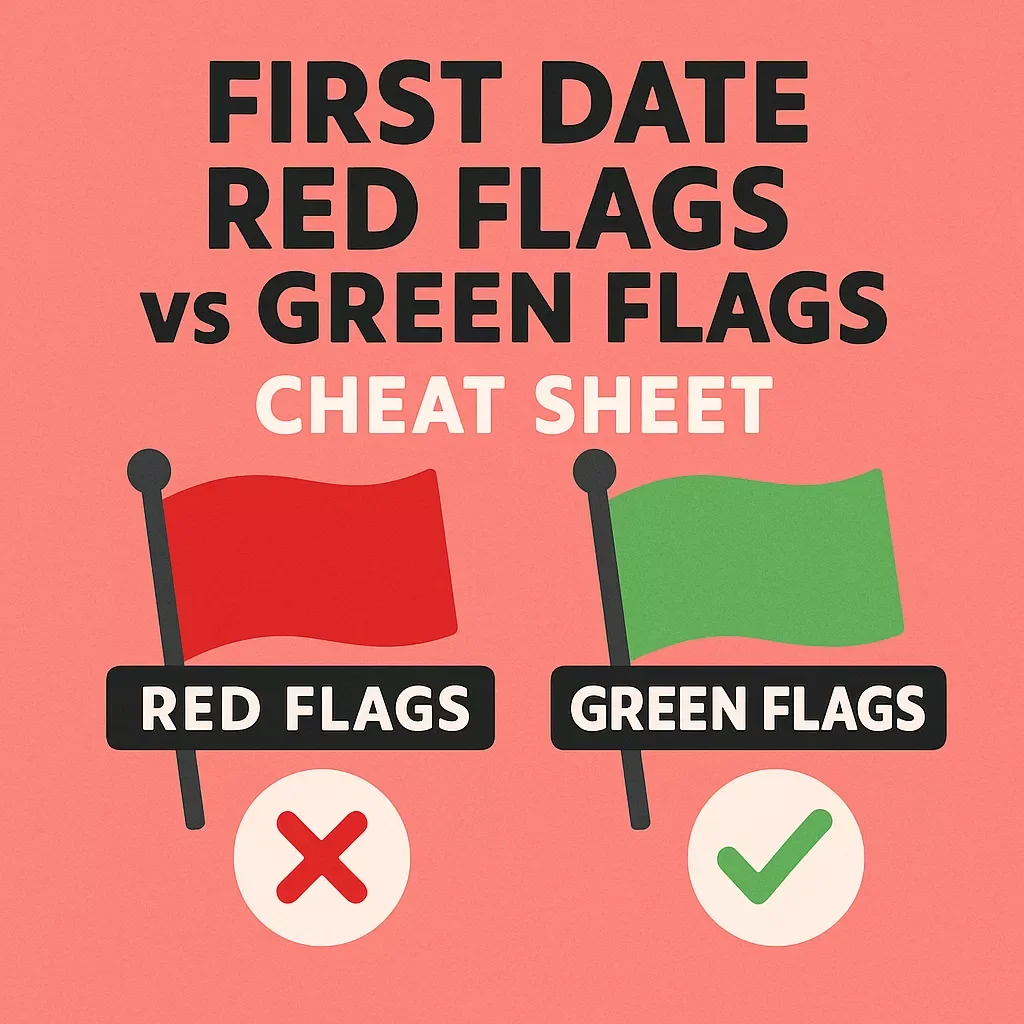 First Date Red Flags vs Green Flags Cheat Sheet | Printable Dating Checklist | Relationship Green Flags & Red Flags Guide | Digital Download