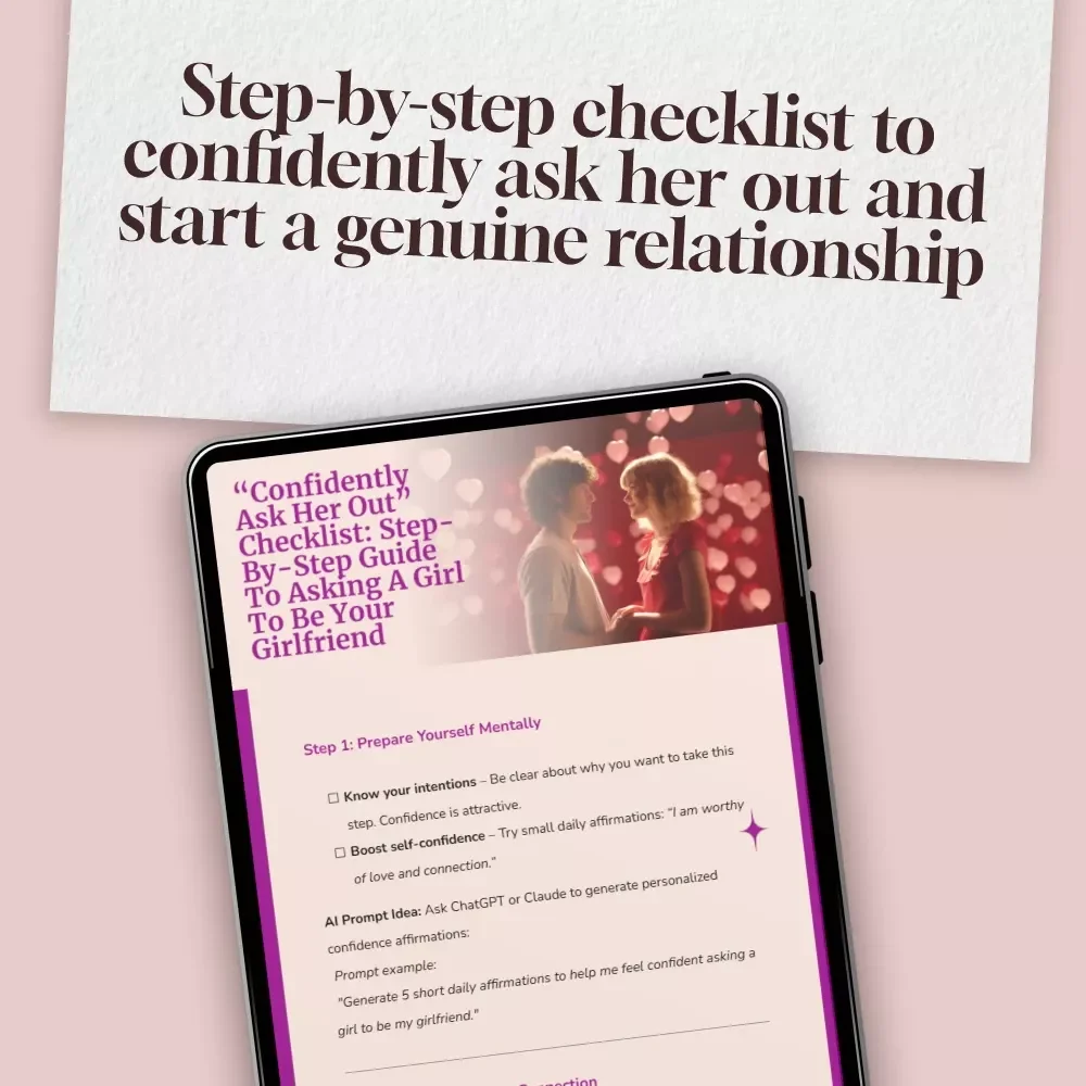 “Confidently Ask Her Out” Checklist: Step-by-Step Guide to Asking a Girl to Be Your Girlfriend | Digital Download | How to Ask a Girl to Be Your Girlfriend eBook & Printable Guide