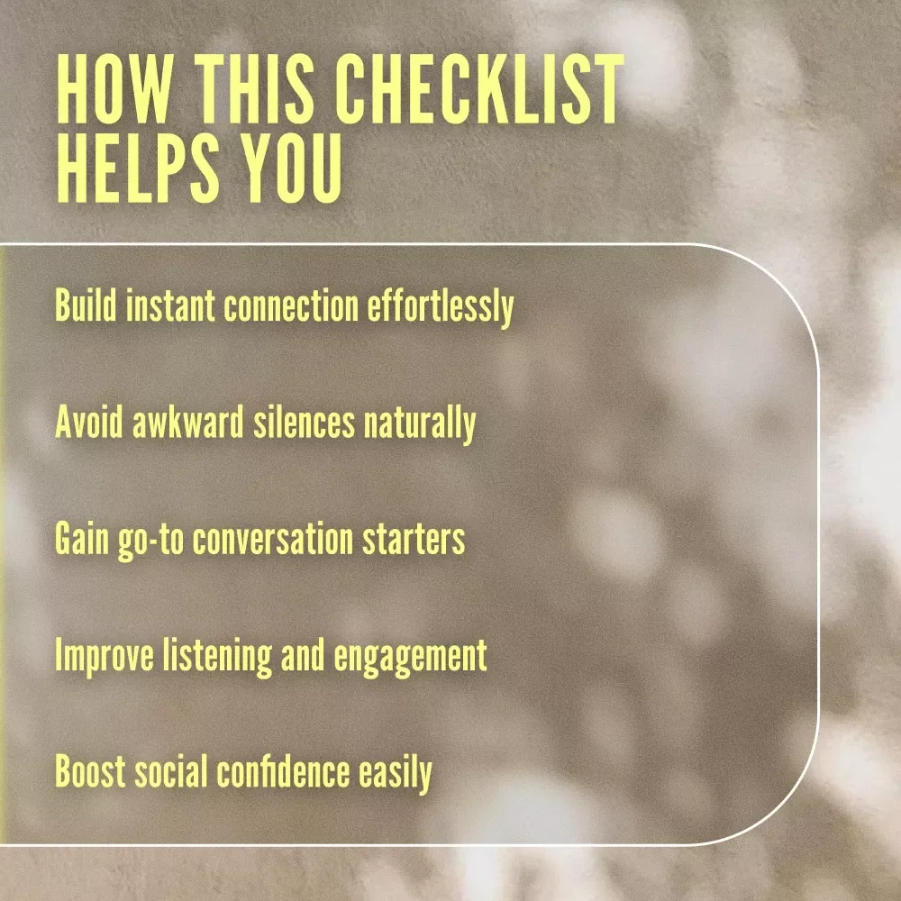 Small Talk Made Simple: Conversation Checklist | How to Make Small Talk | Digital Download eBook Guide for Social Confidence & Easy Conversation Starters