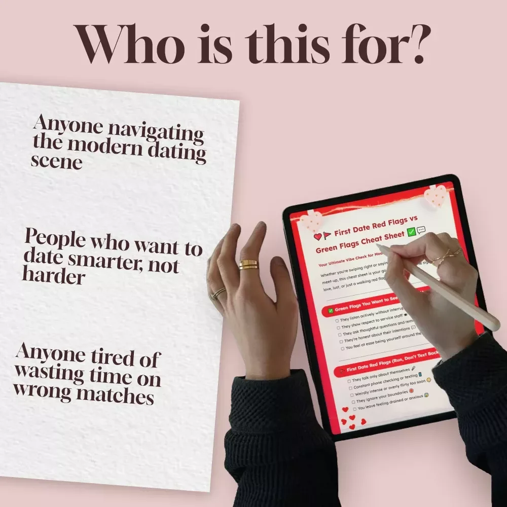 First Date Red Flags vs Green Flags Cheat Sheet | Printable Dating Checklist | Relationship Green Flags & Red Flags Guide | Digital Download