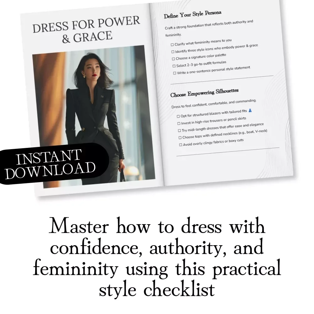 Dress for Power & Grace | Printable Style Checklist | How to Dress for Authority Without Losing Femininity | Digital Download for Confident Women