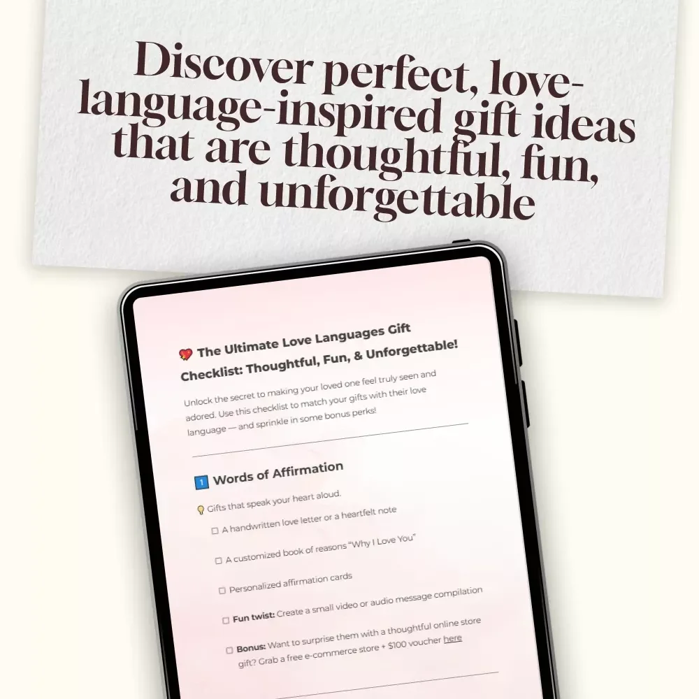 The Ultimate Love Languages Gift Checklist: Thoughtful, Fun, & Unforgettable! | Digital Download | Love Languages Gift Ideas | Romantic Gift Guide | Printable eBook & Checklist