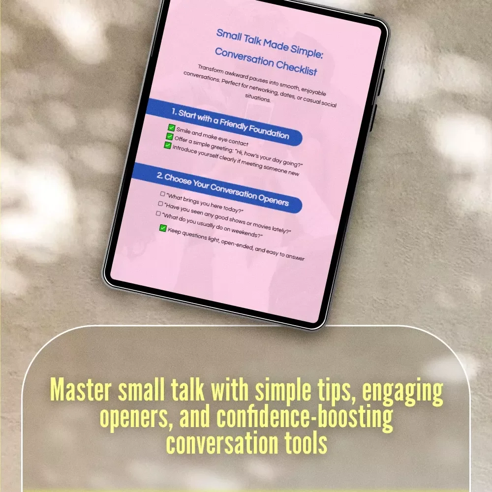Small Talk Made Simple: Conversation Checklist | How to Make Small Talk | Digital Download eBook Guide for Social Confidence & Easy Conversation Starters