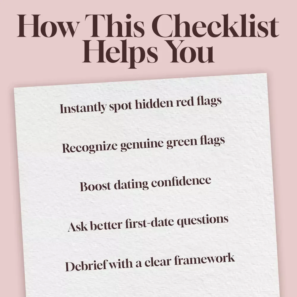 First Date Red Flags vs Green Flags Cheat Sheet | Printable Dating Checklist | Relationship Green Flags & Red Flags Guide | Digital Download