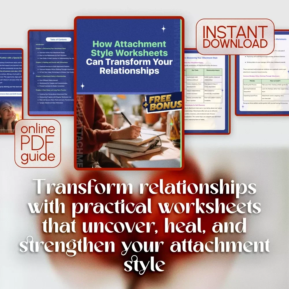 How Attachment Style Worksheets Can Transform Your Relationships | Digital Healing Guide, Self-Discovery eBook, Couples Communication Checklist