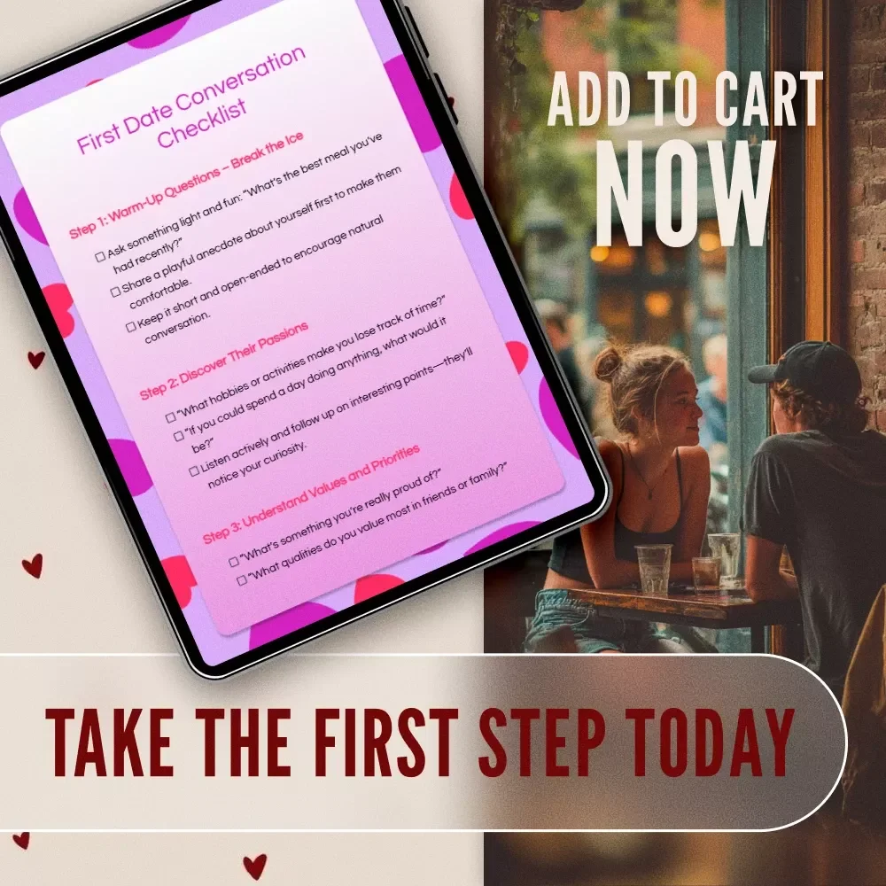 First Date Conversation Checklist | Printable Questions to Ask on a First Date | Digital Download eBook & Guide for Confident Connections