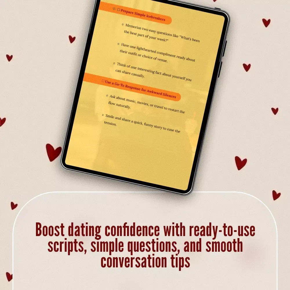 Dating Confidence Scripts: What to Say When Nervous Checklist | Digital Download | First Date Conversation Starters & Confidence Guide